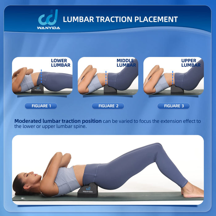 WANYIDA Lumbar Orthotic Traction Roll Device, Lower Back Stretcher for Pain relief, Back Traction for Lumbar Decompression, 3 Height Adjustable Lumbar Stretcher, Chiropractic