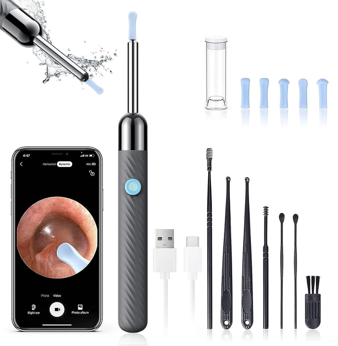 Ear Wax Removal - Earwax Remover Tool with 7 Pcs Ear Set - Ear Cleaner with Camera - Earwax Removal Kit with Light - Ear Camera with 6 Ear Spoon - Ear Cleaner for iOS & Android