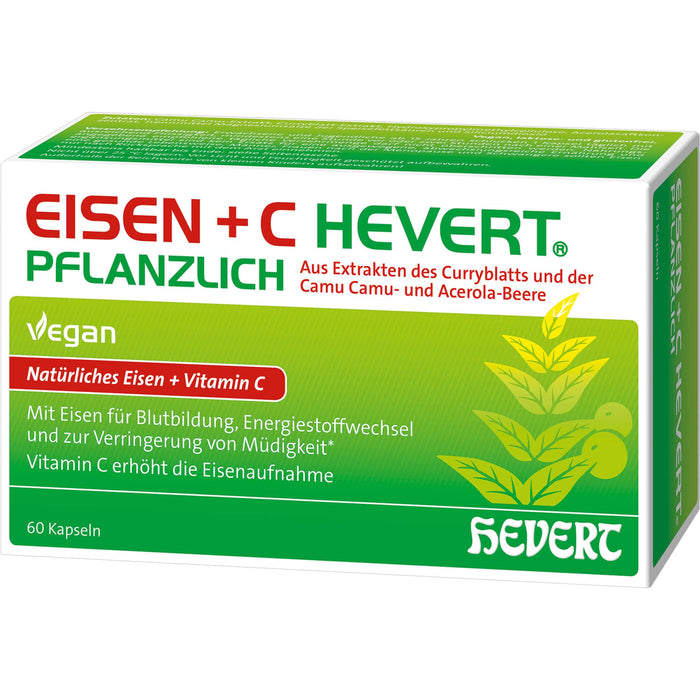 Iron + C Hevert plant-based with natural iron and vitamin C, 60 capsules