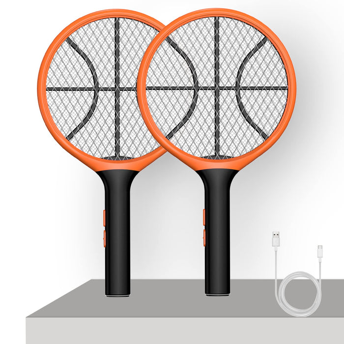 LUOJIBIE Electric Fly Swatter, Bug Zapper Racket Rechargeable Mosquito Zapper Handheld Fly Zapper with Hanging Ring for Home Indoor Outdoor, Large Size-1 Pack