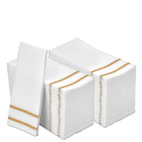 Disposable Hand Towels for Bathroom, Gold Design 200 Disposable Linen-Feel Guest Towels – Formal Dinner, Wedding Napkins for Tables, and Restrooms - 8.5x4-Inches Folded 12x16.5-inches unfolded,