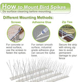 Valibe Bird Spikes for Small Birds Pigeons 43 Feet Coverage 40 Pack Stainless Steel Bird Spikes Kit Metal Bird Deterrent Spikes with Uninstalled Pins