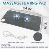 DAILYLIFF Massage Heating Pad, 12"x 24" Electric Heated Pads with Massager, 4 Massage Modes, 6 Heat Settings, 24 Relaxing Combinations, Back Pain and Sore Muscle Relief, Gray