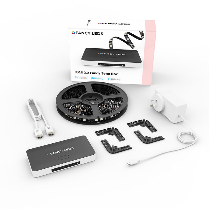 FANCY LEDs Sync Box Ambient TV Backlighting Syncing Box HDMI 2.0 All TV Sizes Fancyleds (70" to 90")