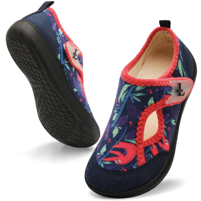 L-RUN Women’s Extra Wide Easy Closure Slipper for Seniors Comfortable Diabetic Adaptive Shoes for Elderly Navy 7 Wide