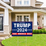 Shmbada Trump 2024 Take America Back Yard Sign with Metal Stake - 20 x 14 Inch Double Sided Outdoor Decorative Trump Signs for Garden Yard Lawn House