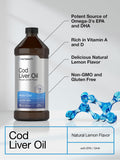 Horbäach Arctic Cod Liver Oil with EPA/DHA | 2 x 16 fl oz | Natural Lemon Flavor | Non-GMO & Gluten Free Liquid Supplement