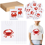 100 Pcs Crab Bib Lobster Bib Wet Wipe Bundle 50 Pcs Disposable Adult Bibs 50 Pcs Moist Towelettes for Seafood Fest (Crab)