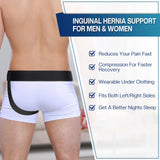 QAYE Hernia Belt for Men & Women - Left/Right Side Inguinal Hernia Support with Removable Compression Pads, Black (Medium)