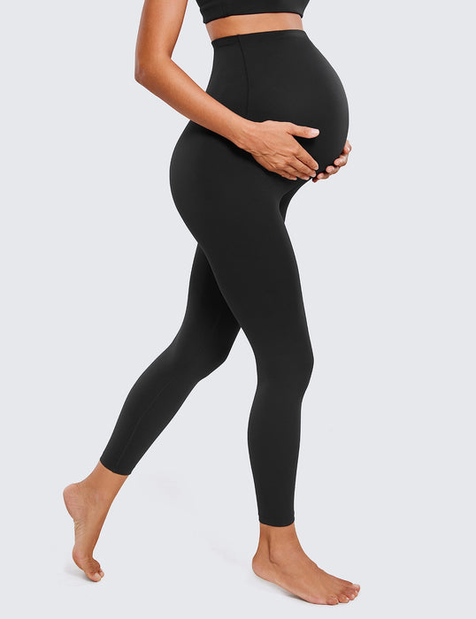 CRZ YOGA Womens Butterluxe Maternity Leggings Over The Belly 25" - Buttery Soft Workout Activewear Yoga Pregnancy Pants Black Medium