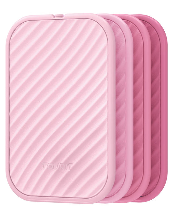 TOURIT Slim Ice Packs for Lunch Boxes and Coolers, 4 Pack Reusable Lunch Box Ice Packs, Long Lasting BPA-Free Non-Toxic Freezer Packs for Lunch Bags, Travel, Picnic or Camping, Baby Pink