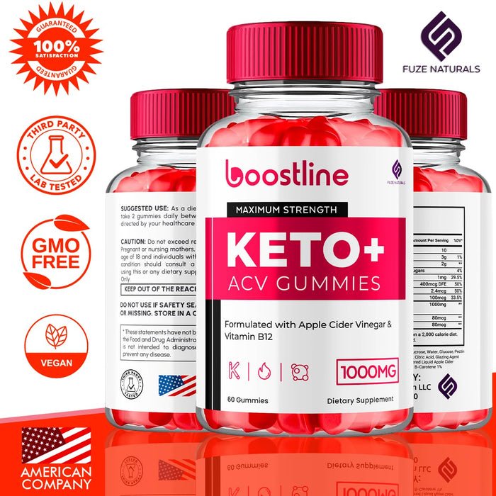 (2 Pack) Boostline Keto ACV Gummies Advanced Formula, Boostline Keto+ ACV Gummies Apple Cider Vinegar 1000MG Vitamin Supplement, Boost Line Keto+ACV Gummies Folate Vitamin B12 Beet Root (120 Gummies)