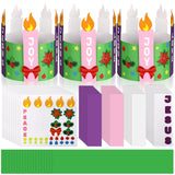 Hiboom 30 Pcs Advent Wreath Craft for Kids Christmas Wreath Kit Advent Candle Holder Stand Christmas Crafts for Kids Toddler Fun Home Activities Advent Christmas DIY Supplies