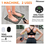 Phixnozar EMS Foot Massager TENS(Model:KTR-2493) for Muscle Relaxation,LCD Display Screen,Back Massager & Legs Massager Pad with Remote Control