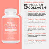 JOJUMI WILD 5-in-1 Multi Collagen Capsules (Type I, II, III, V + X) for Skin, Hair, Nails & Joint Health - Collagen Supplements for Women Gut Health Collagen Peptides & Anti Aging Pills