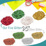 Christmas Glitter - 4 Count Bulk Glitter - 1 LB EA Glitter for Crafts, Glitter for Resin, Fine Glitter for Scrapbooking and Christmas Décor - Christmas Confetti Pack - Green, Red, Clear, Gold Glitter