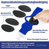 DR. POTTER+ Arch Support Sleeves for Plantar Fasciitis Relief, Adjustable Compression Bands with Removable Arch Support Pads for Fallen Arches, High Arch, Flat Feet, Feet Pain Relief - Blue