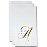 Gift Boutique 100 Gold Monogram Guest Napkins Letter A Disposable Paper Pack Elegant Metallic Golden Foil Dinner Hand Napkin for Bathroom Powder Room Wedding Holiday Baby Shower Decorative Towels