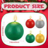 Kittmip 5 Pcs Christmas Advent Round Ball Candle 3 Inch Unscented Candle Set Christmas Advent Candles for Christmas Garland Candle Holders Church Decorations, Party Supply (Green, Silver, Gold, Red)