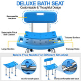 UGarden Upgraded Heavy Duty Stainless Steel Shower Chair with Wide Back,400LB Anti Slip Shower Chair for Bathtub,Safety Adjustable Shower Chair for Inside Shower,Blue Shower Stool for Elderly,Disabled
