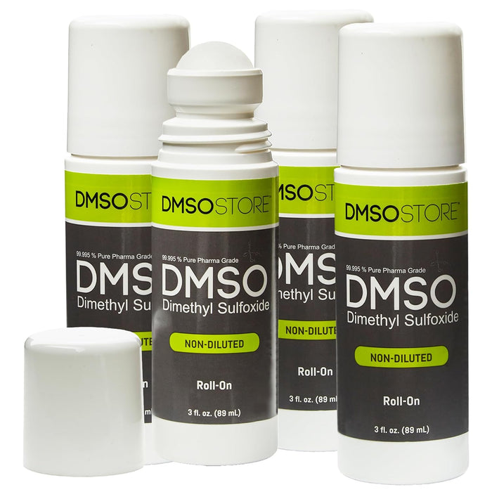 DMSO 3 oz. Roll on 4 Bottle Special Non-diluted 99.995% Low Odor Pharma Grade Liquid in a BPA Free Container