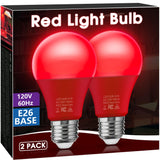 Red Light Bulbs [2 Pack] A19 LED Red Light Bulbs Indoor/Outdoor, Christmas Light Bulbs 9W (60W Equivalent) E26 Base 720LM Porch Light Bulbs, LED Light Bulb for Halloween Christmas Light Bulbs