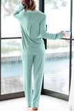 Aamikast Pajama Sets for Women Soft Button Up Christmas Pjs Matching Sets (Sky Lake Blue XXL)