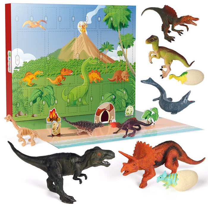 D-FantiX Dinosaur Advent Calendar 2024 for Kids, 24 Days Countdown to Christmas Advent Calendars Dinosaur Toy Xmas Gift for Boys Girls 3 4 5 6 Years Old