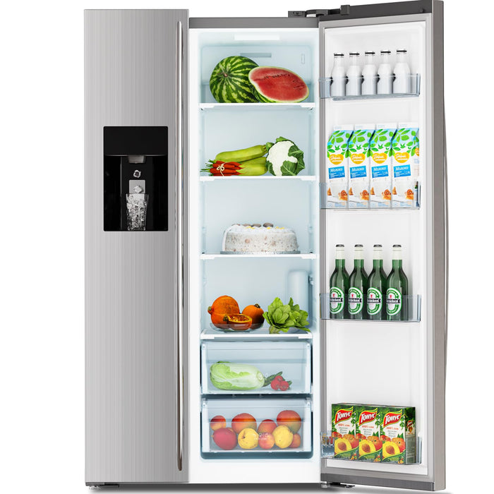 Antarctic Star 2 French Door Refrigerator Fridge, with Side Freezer &Water Dispensor,Nugget Ice Maker&Cube Ice,Adjustable Thermostat, 20 Cu Ft, Stainless Steel