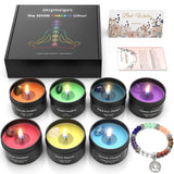 Inspireyes Chakra Candles with Premium Crystal and Healing Stones Luxury Meditation Scented Candles Gift Set for Women Stress Relief Spiritual Decor Healing Candles for Yoga, Aromatherapy