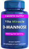 D-Mannose 1000mg Capsules with Cranberry Hibiscus and Dendelion 120 Pills 2 Month Supply for Urinary Tract UTI Support D Mannose 500mg Per Capsule Natural Urinary Tract Cleanse and Powder Alternative