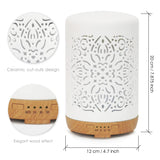 Earnest Living Essential Oil Diffuser White Ceramic Diffuser 250 ml Timers Night Lights and Auto Off Function Home Office Humidifier Aromatherapy Diffusers for Essential Oils