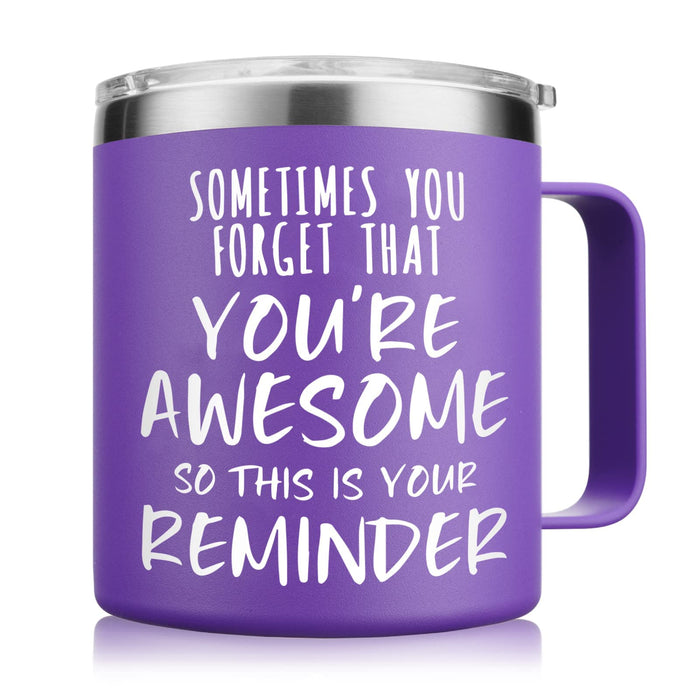 NOWWISH Inspirational Gift for Women - You're Awesome Coffee Mug - Christmas, Birthday Gifts for Women Mom Wife Friend Sister Grandma with Funny Present - 14Oz Purple