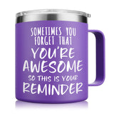 NOWWISH Inspirational Gift for Women - You're Awesome Coffee Mug - Christmas, Birthday Gifts for Women Mom Wife Friend Sister Grandma with Funny Present - 14Oz Purple