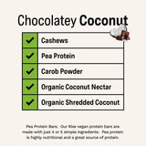 Rise Pea Protein Bar - Chocolately Coconut | Breakfast Bar & Protein Snack 15g Protein Just 5 Whole Food Ingredients Non-GMO Gluten-Free Soy Free