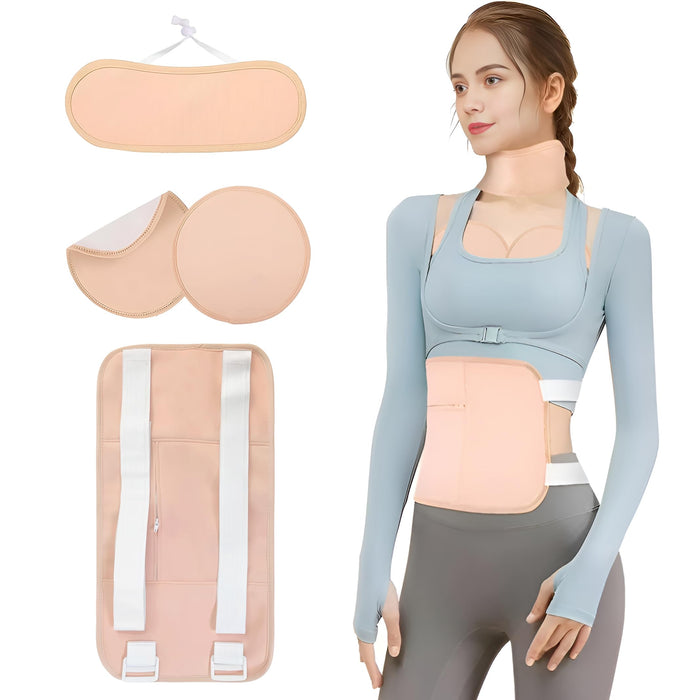 RAIMEET Castor Oil Pack Wrap Organic Cotton, 4pcs Adjustable Reusable Castor Oil Patches Set Anti Leakage Oil for Thyroid, Liver Detoxification