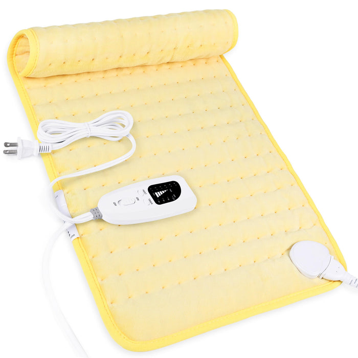 Heating Pad-Electric Heating Pads for Back,Neck,Abdomen,Moist Heated Pad for Shoulder,knee,Hot Pad for Arms and Legs,Dry&Moist Heat & Auto Shut Off(Yellow, 12''×24'')