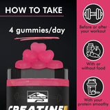 KP Creatine Monohydrate Gummies for Men & Women, 100% Creatine Pink Lemonade Gummies, 5g per Serving + Vegan, Sugar Free + Strength, Energy, Muscle & Booty Gain - 120 Count