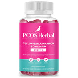 PCOS Herbal Gummies: Manage Cravings and Hormonal Balance; Cinnamon Complex (Ceylon, Bark) with Chromium - Sugar-Free, Gluten-Free, Vegan - Apple Cinnamon Flavor, 60 Count