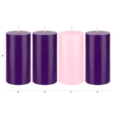 Mega Candles 4 pcs Unscented Christmas Advent Round Pillar Candle, Hand Poured Premium Wax Candles 3 Inch x 6 Inch, Holidays, Church, Decorations, Devotional, Celebration, Party & More