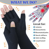 Long Arthritis Compression Gloves for Women Men, Copper Gloves for Joint Pain Relief, Swelling, RSI, Fingerless Carpal Tunnel Glove for Work, Computer Typing, Support Hands, Wrist and Arms (Medium)