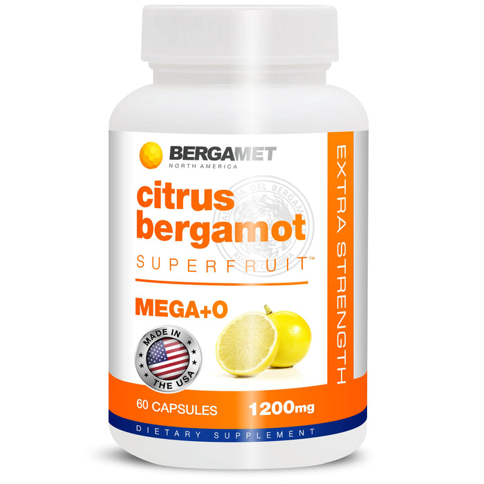 BergaMet Citrus Bergamot Superfruit Supplement, 80% Polyphenols, 1200mg per Serving, 60 Capsules, 1 Month, Made in The USA