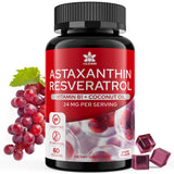 Sugar-Free Astaxanthin 24mg Gummies with Resveratrol 500mg, Powerful Antioxidants Supplement w/ Vitamin B1, Coconut Oil - Healthy Aging, Skin, Eye, Joint, Immune - Vegan, Non-GMO, 60 Count, Grape FLA