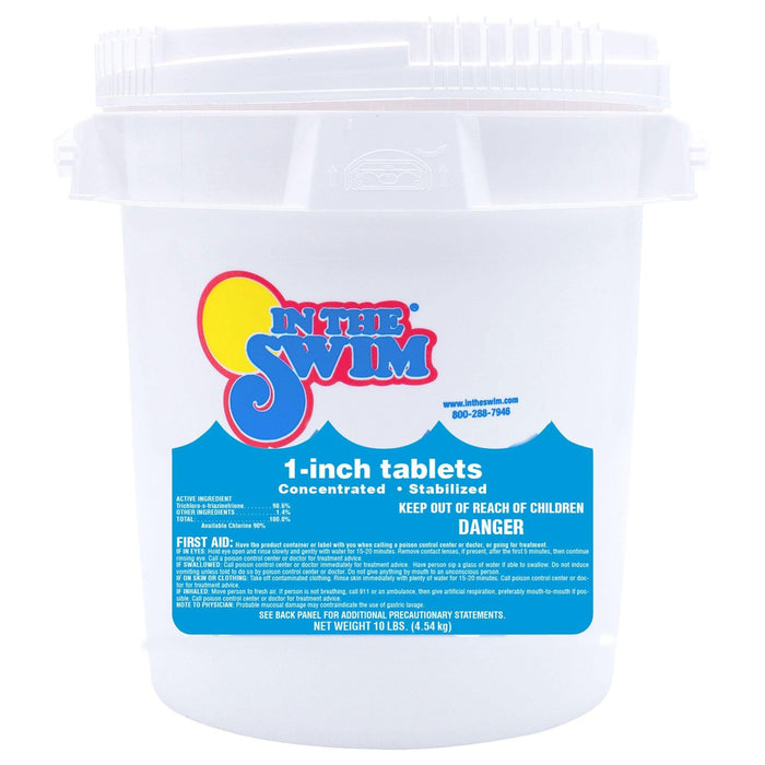 In The Swim 1 Inch Stabilized Chlorine Tablets for Sanitizing Swimming Pools - Fast Dissolving - 90% Available Chlorine - Tri-Chlor - 10 Pounds