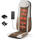 Shiatsu Back Massager with Heat, Massage Chair Pad Seat Cushion for Stress Relief, Deep Tissue Kneading & Roller, 2 Vibration Motors, Back Waist Hip Massager, PU Leather, Fit 5'1-6'0, with 2 Adapters
