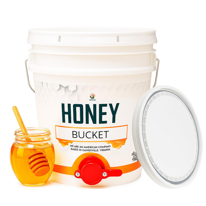 SunVara Honey Bucket 5 Gallon Bucket with Spigot Extractor Equipment Food-Grade PP 20L Capacity