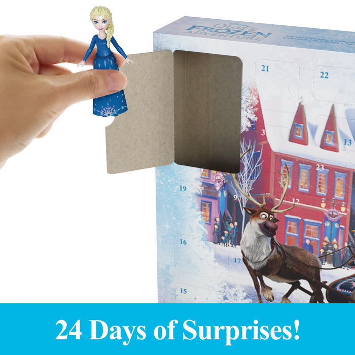 Mattel Disney Frozen Toys, Anna & Elsa Small Doll 2024 Advent Calendar with 2 Friend Figures, Moldable Sand & 24 Play Pieces, Inspired by Olaf’s Frozen Adventure