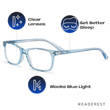 READEREST Blue Light Blocking Reading Glasses (Light Blue, 2.50 Magnification) Computer Eyeglasses With Thin Reflective Lens, Antiglare, Eye Strain, UV Protection, Stylish For Men And Women