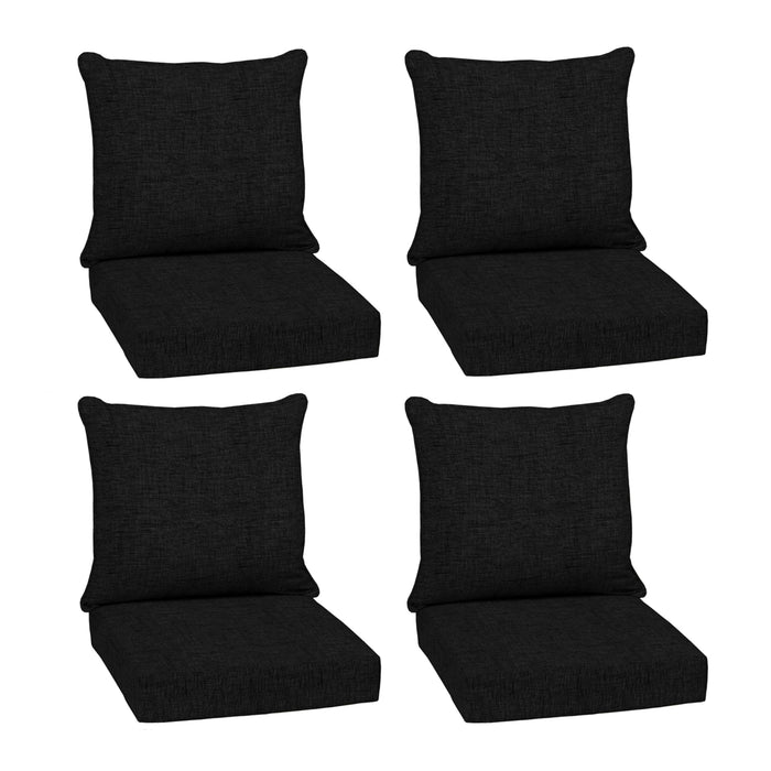 Arden Outdoor Deep Seat Cushion Set (4-Pack), 24 in x 24 in, Weather-Proof, Rain-Proof, Fade Resistant Patio Cushion for Chair, Sofa, and Couch Black Leala