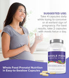 VitaminIQ Whole Food Prenatal Vitamins (120 Capsules) Natural Support for Maternal and Fetal Health, Prenatal Multivitamin for Women with Choline, B Vitamins and More, Vegan, No Soy, Gluten or Dairy